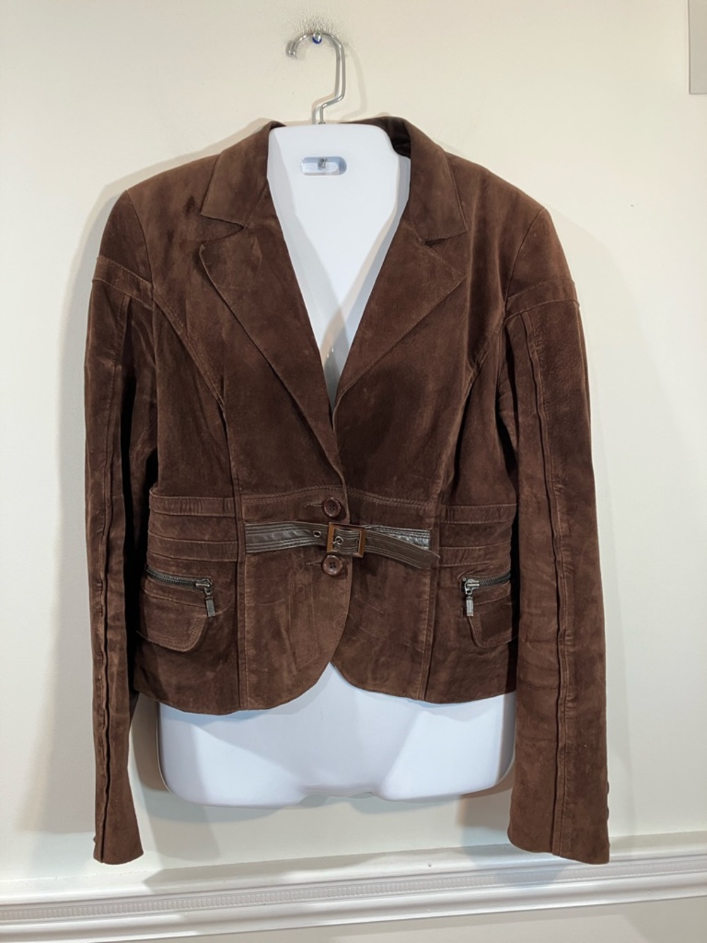 ID Collection Women’s Brown Suede Belted Blazer Jacket 8